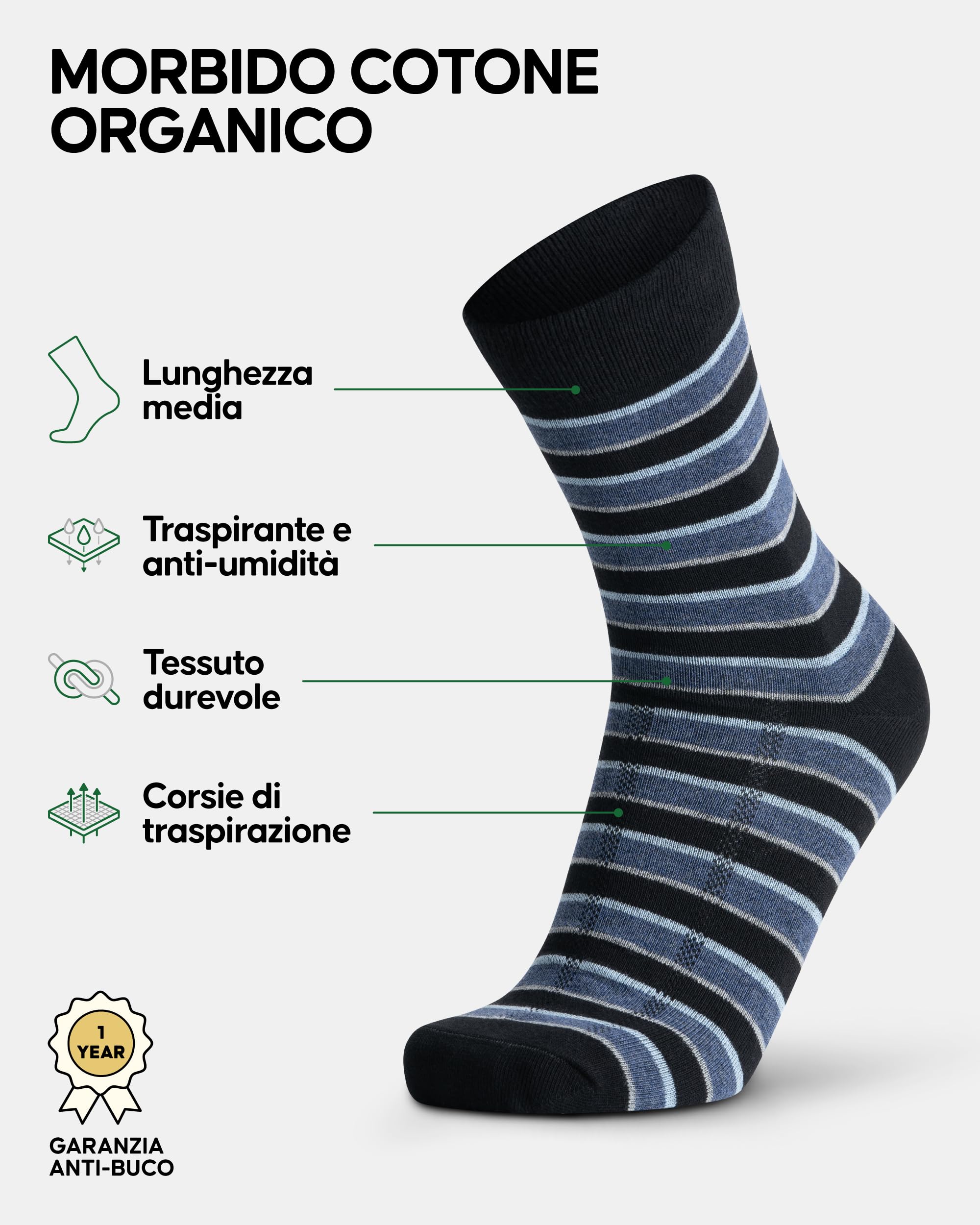 DANISH ENDURANCE Calzini Uomo Fibra di Bambù, Calze Classiche Eleganti in Bamboo, Calzini Estivi Traspiranti, Calze da Lavoro e Uso Quotidiano, 6 Paia