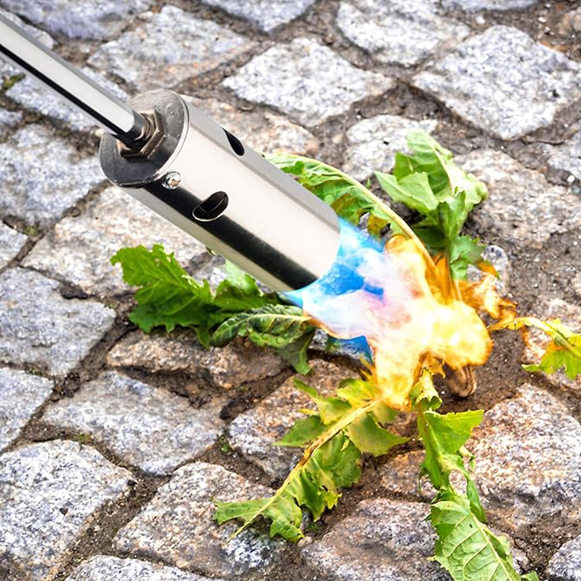 Bruciatore a fiamma regolabile per erbacce permanente, compatibile con bombole di gas butano, per barbecue e fornello da campeggio, bruciatore da giardino e diserbante [gas non incluso]