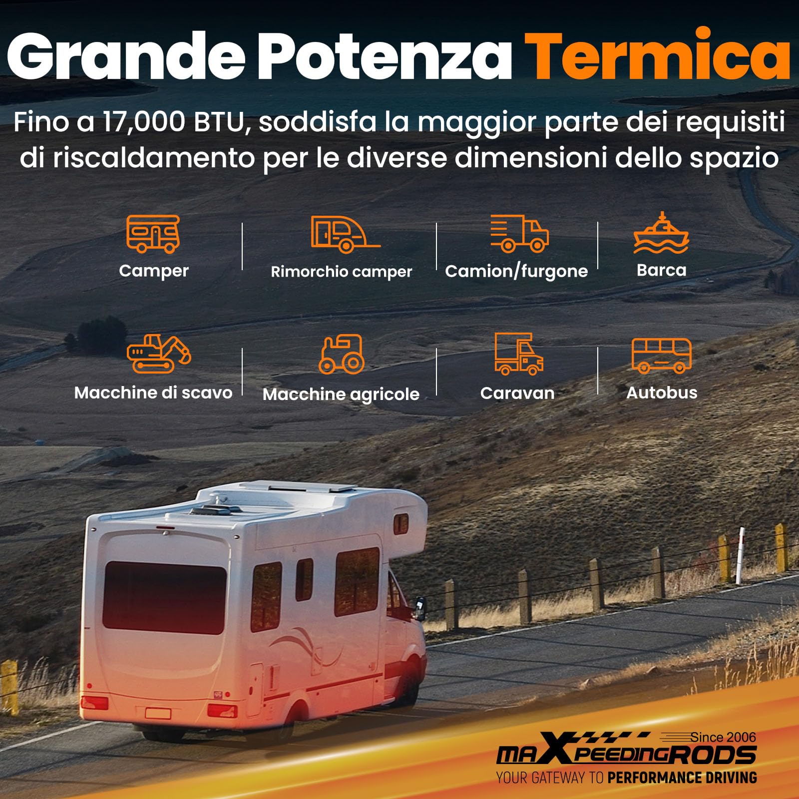maXpeedingrods Riscaldatore a Gasolio 5KW 12V, Riscaldatore Diesel Funzionamento Silenzioso, Cinebasto con Bluetooth App e Telecomando, 0,16-0,48 L/H Basso Consumo per Camper Auto Camion Veicoli