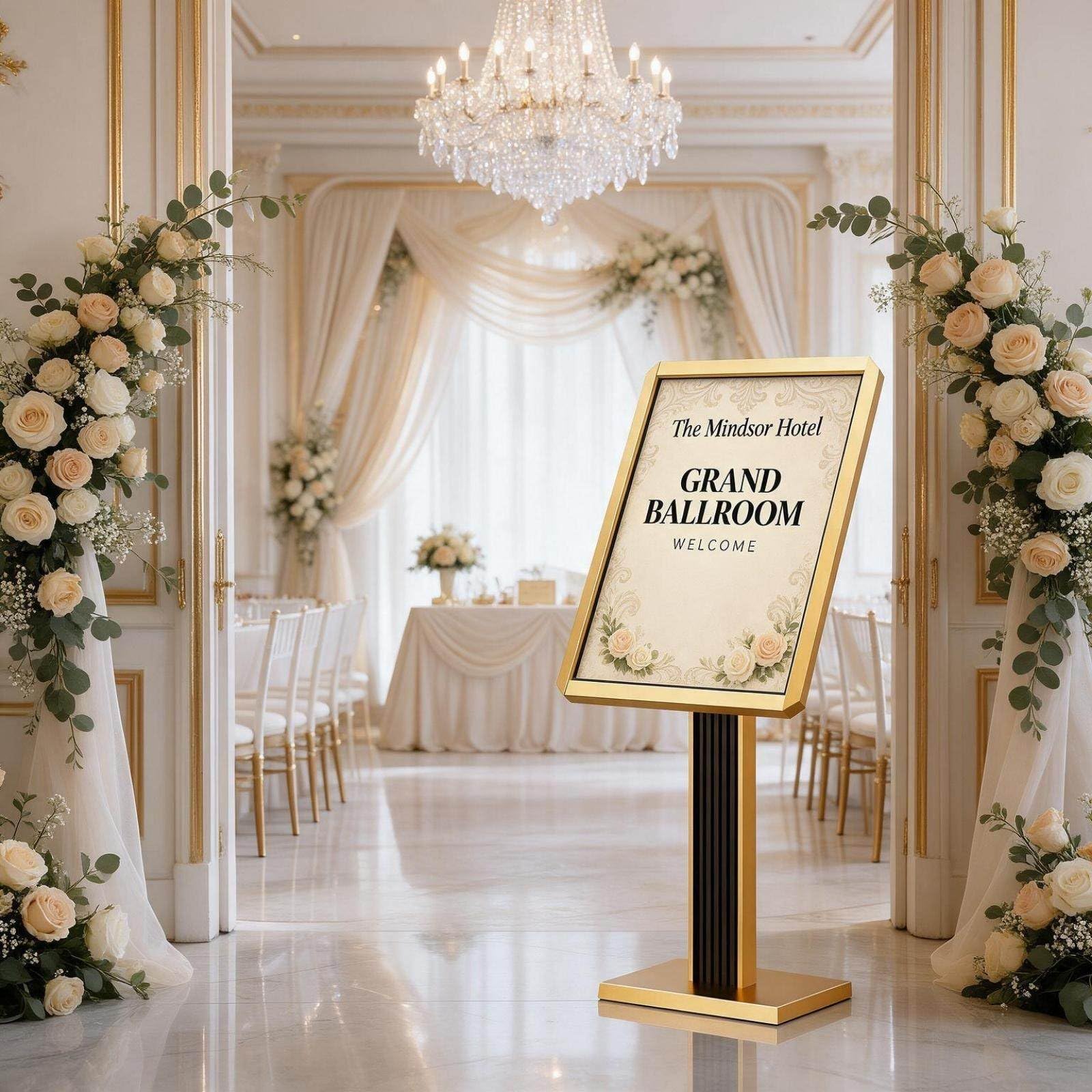 Soporte Para Carteles con Muestra Horizontal y Vertical de Diseno Silver