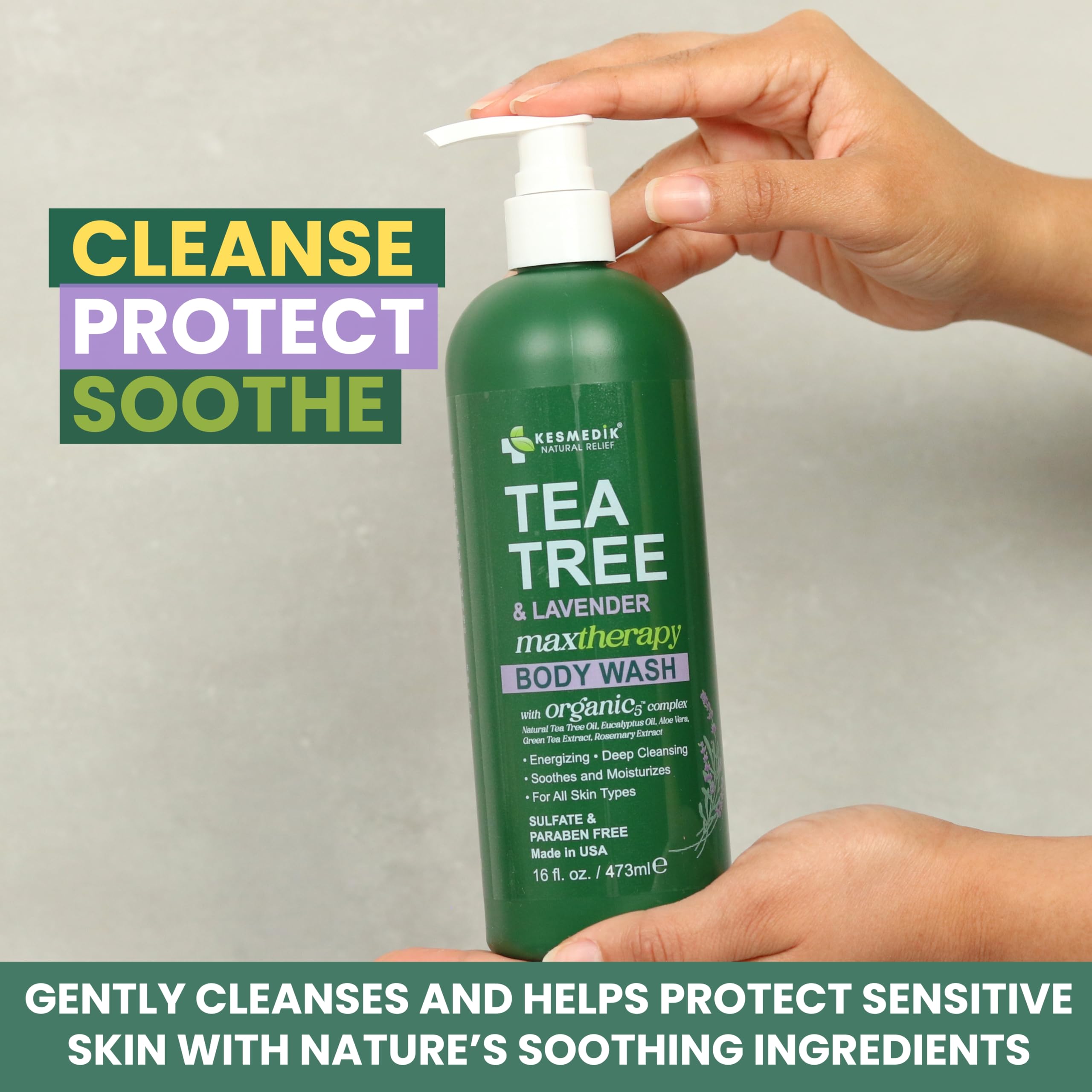 Gel de baño MaxTherapy, de árbol de té y lavanda, alivio de la picazón en la piel, combate el olor corporal, alivia la picazón fornal, pie de atleta, tiña y piel sensible, hombres y mujeres 5