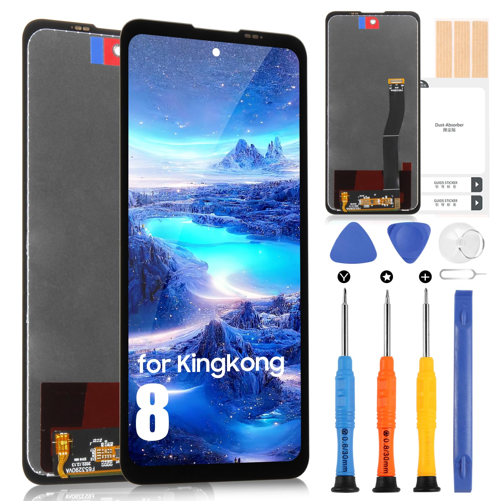 ARSSLYFor Cubot Kingkong 8 LCD Display for King Kong 8 6.53" LCD Display Touch Screen Digitizer Full Assembly with Repair Kit (Black)