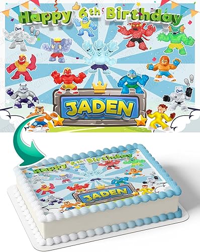Cakecery Heroes of Goo Jit Zu Toys - Cartel comestible para pastel de cumpleaños, 14 hoja