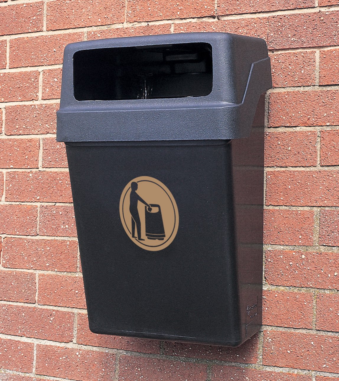 Buy Glasdon Hooded Trimline 25 Outdoor Litter Bin (Black & Gold) with