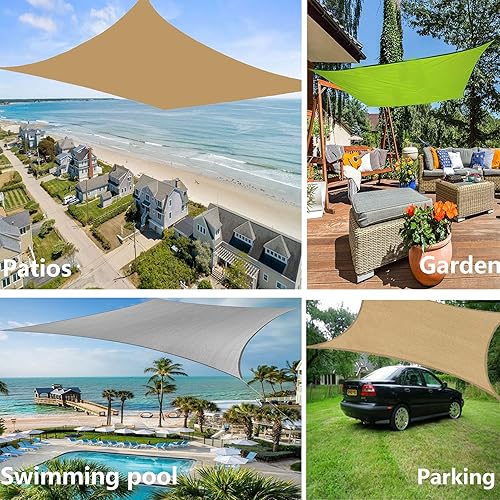 Miniatura 6 de Vela de sombra rectangular de 9 x 18 pies, toldo vela impermeable protección solar rayos UV para jardín, patio, terraza, balcón, exteriores, vela