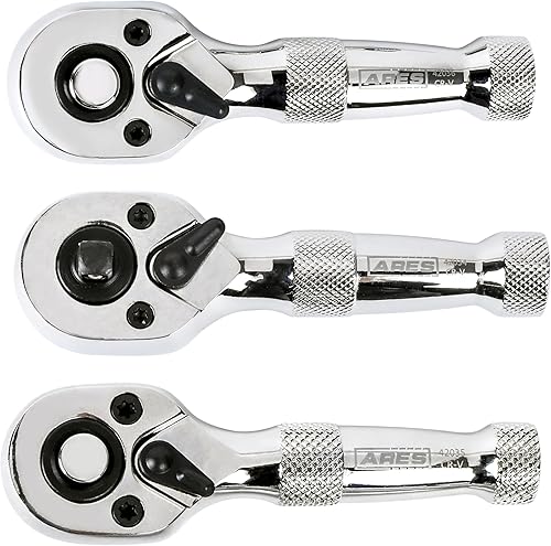 ARES 42112  Trinquete hexagonal de cabeza giratoria de 90 dientes negro de 14 pulgadas  Giratorio de 250 grados con inserto magnético para retención