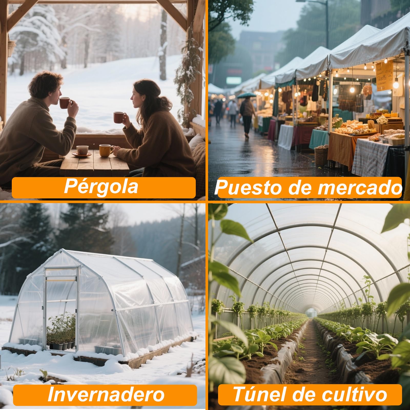 BeGrit Lona Transparente con Ojales Lona Impermeable con Cuerda Lona Protectora de PVC para balcón jardín Exterior Invernadero Terraza Plantas Muebles Pérgola 2x2m