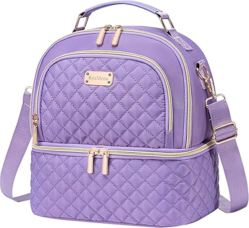 Bolsa de almuerzo para mujeres, lonchera de doble compartimento para mujeres, bolsa de almuerzo aislada a prueba de fugas, bolsa de almuerzo para