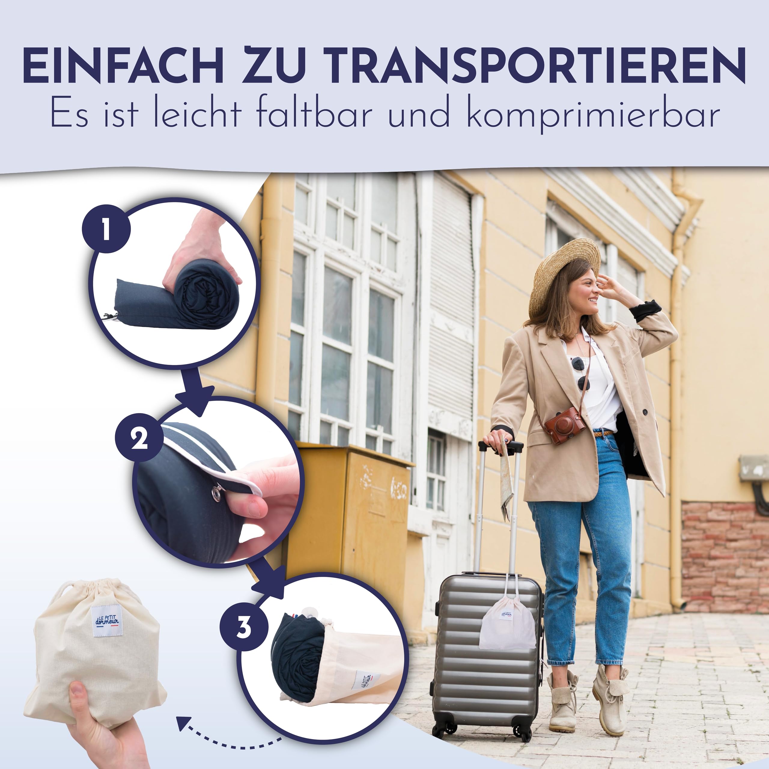 Nackenkissen Flugzeug – Ergonomisches 3-in-1 Nackenhörnchen & Flugzeug Kissen – Ultra Bequemes Reisekissen – Praktisch & Kompakt – Maschinenwaschbar