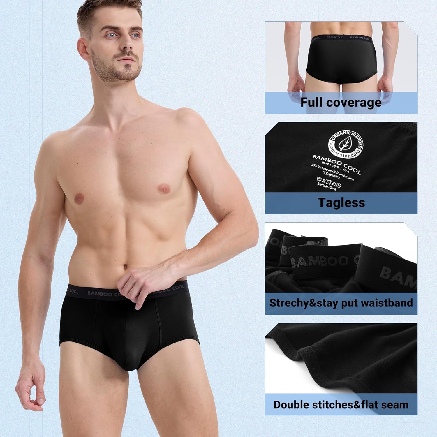 BAMBOO COOL Mens Breathable Soft Underwear Open-fly Classic Briefs, Tag-free - Image 4