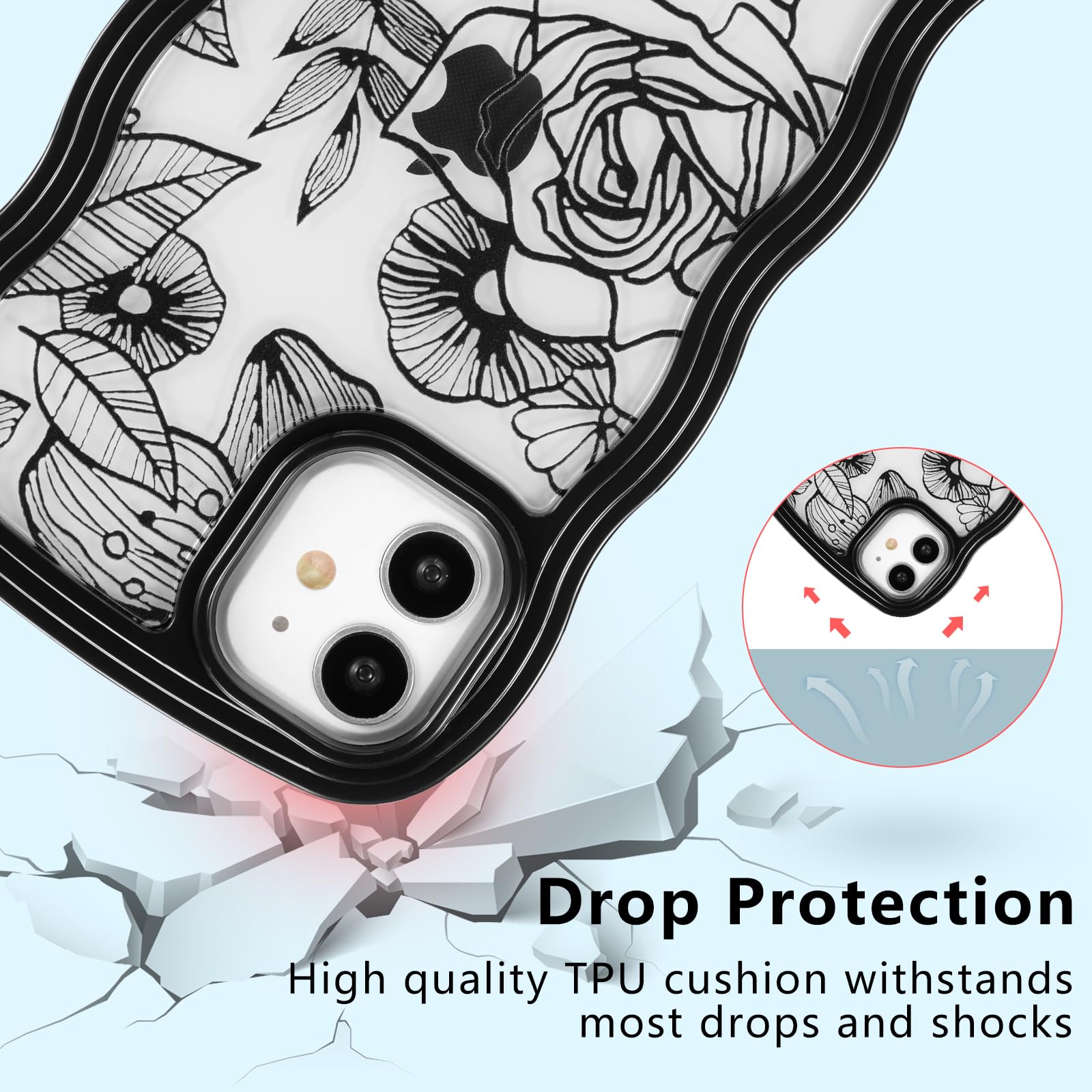 モダンかわいい11 Amazon.com: XIZYO for iPhone 11 Case, Cute Floral Rose Wavy