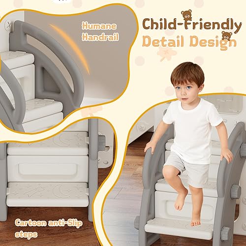 Miniatura 5 de Juego de tobogán 11 en 1 para niños pequeños, patio de juegos interior para niños de 1 a 3 años y niños pequeños, juego al aire libre con juego de