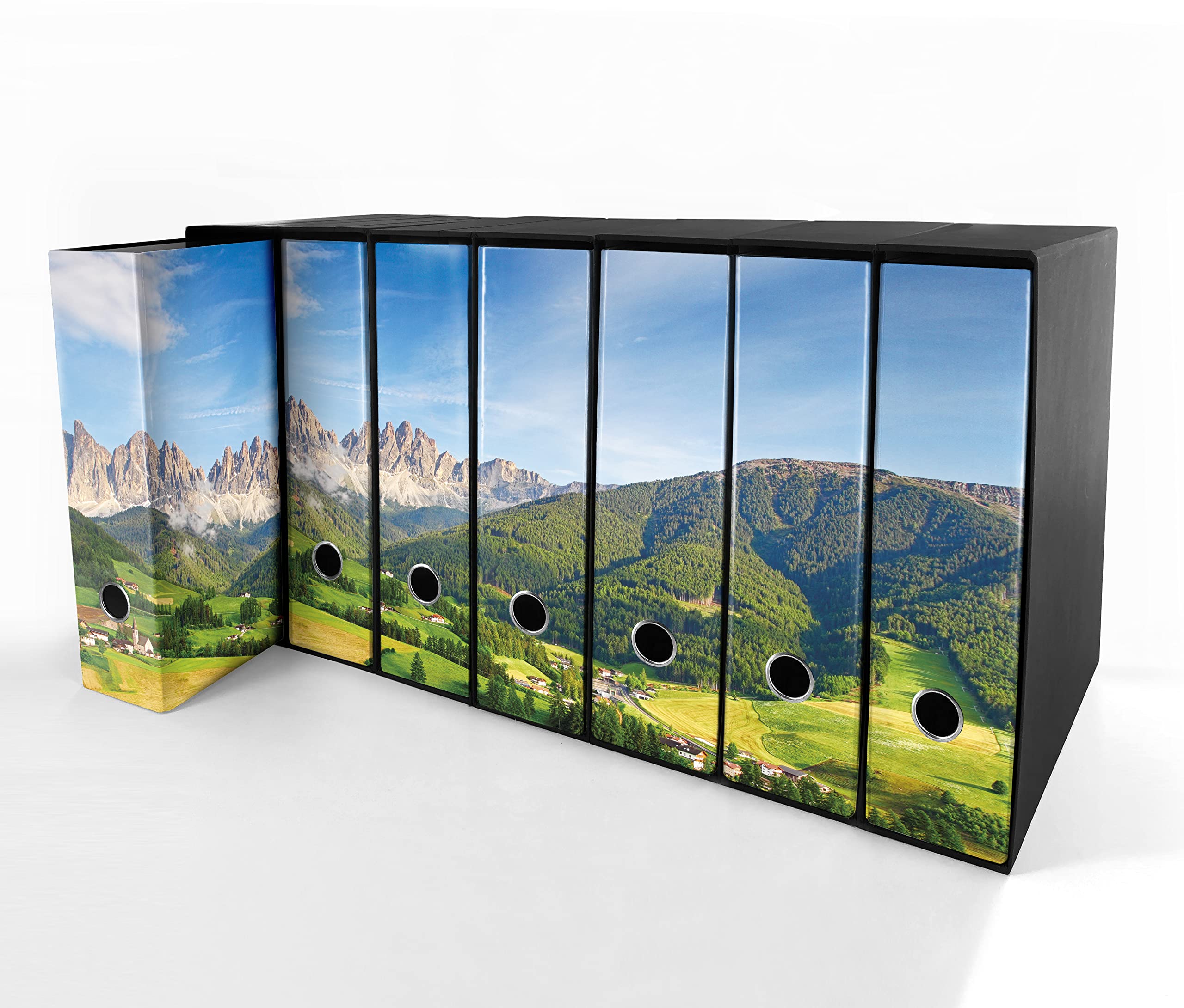 Set da 7 raccoglitori ad anelli SCENARIO ALPINO - Faldoni SHAREPRINTING (H31 con 4 anelli)