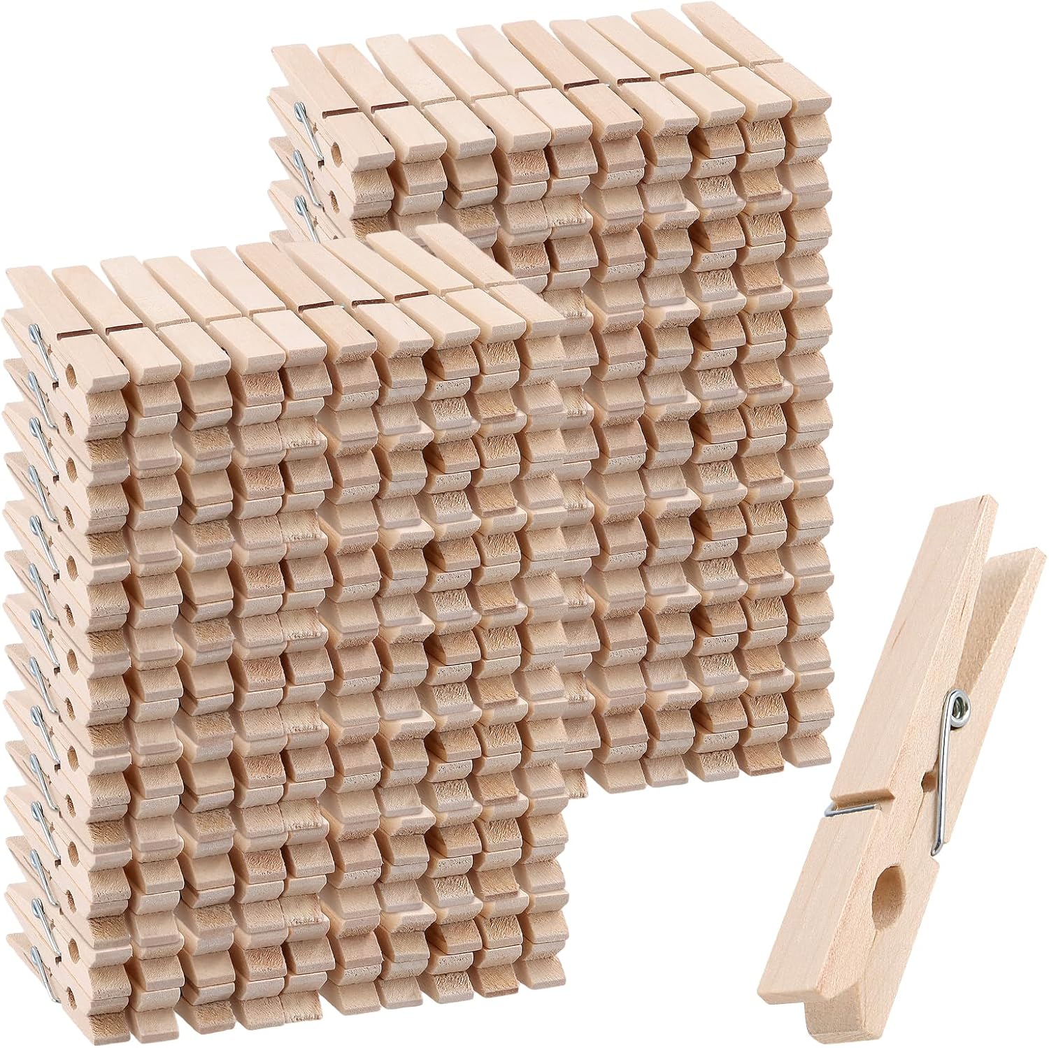 500 Pack 2.8 Inches Natural Wooden Clothespins, Upgraded Wood Clothespins with Spring for Crafts, Photos, Clothes, Towels, Decor, Art Wall