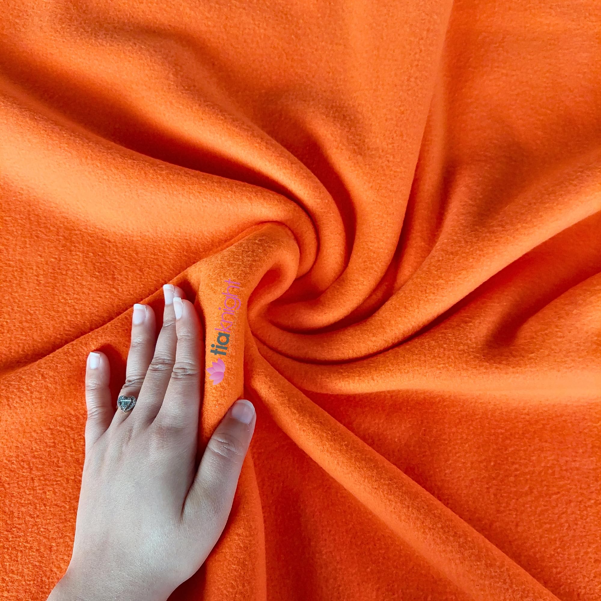 Tia Knight Inspired Fabrics Orange Anti-Pill Polar Fleece Fabric | Soft, Thick & Cuddly Washable Material | 150 Cm Wide | Sold By The Metre | 50+ Colours (By Tia Knight) (, Metre)