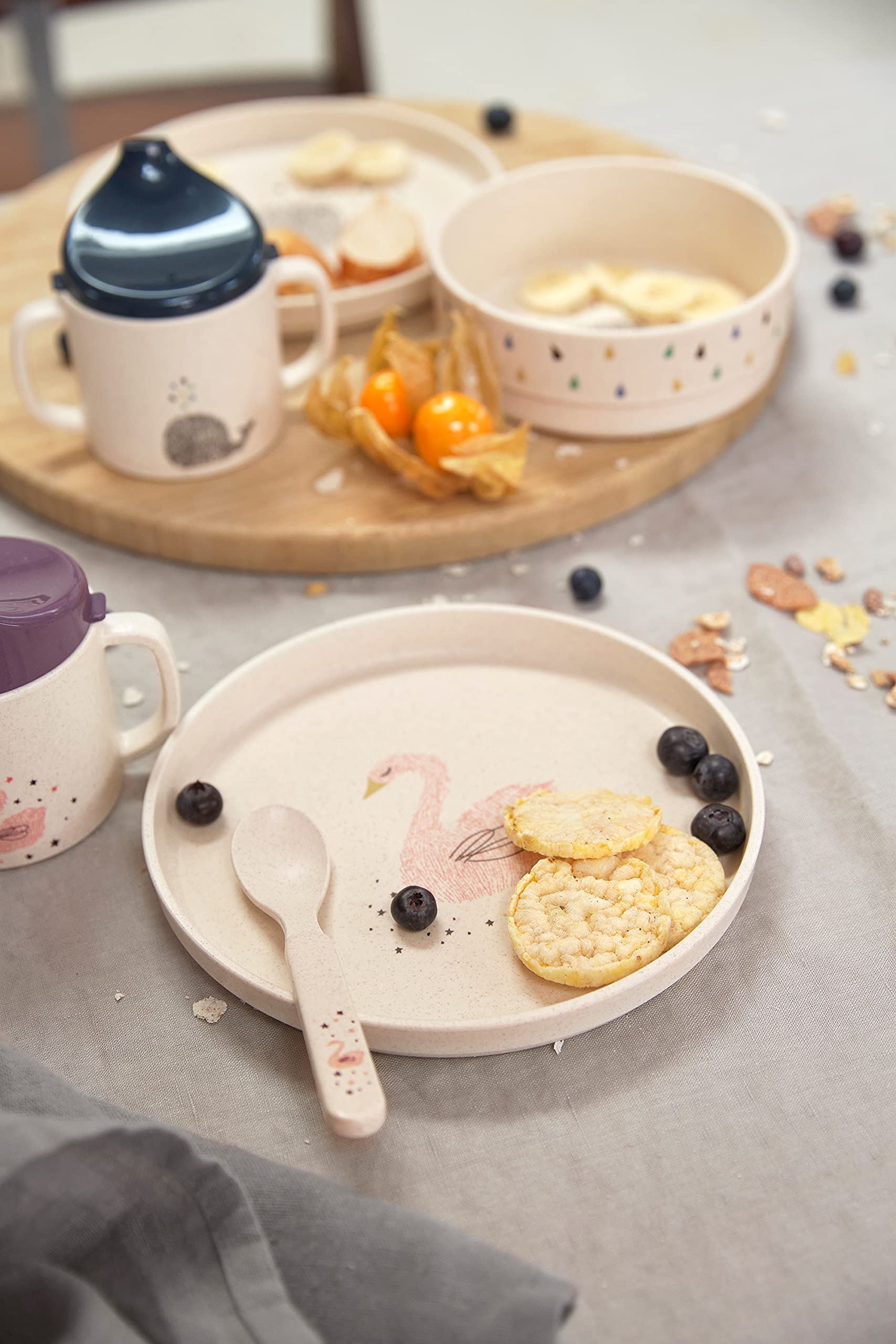 LÄSSIG Polypropylène (PP) Tasse à boire pour enfants avec anse et couvercle amovible 150 ml/Sippy Cup Little Water Whale