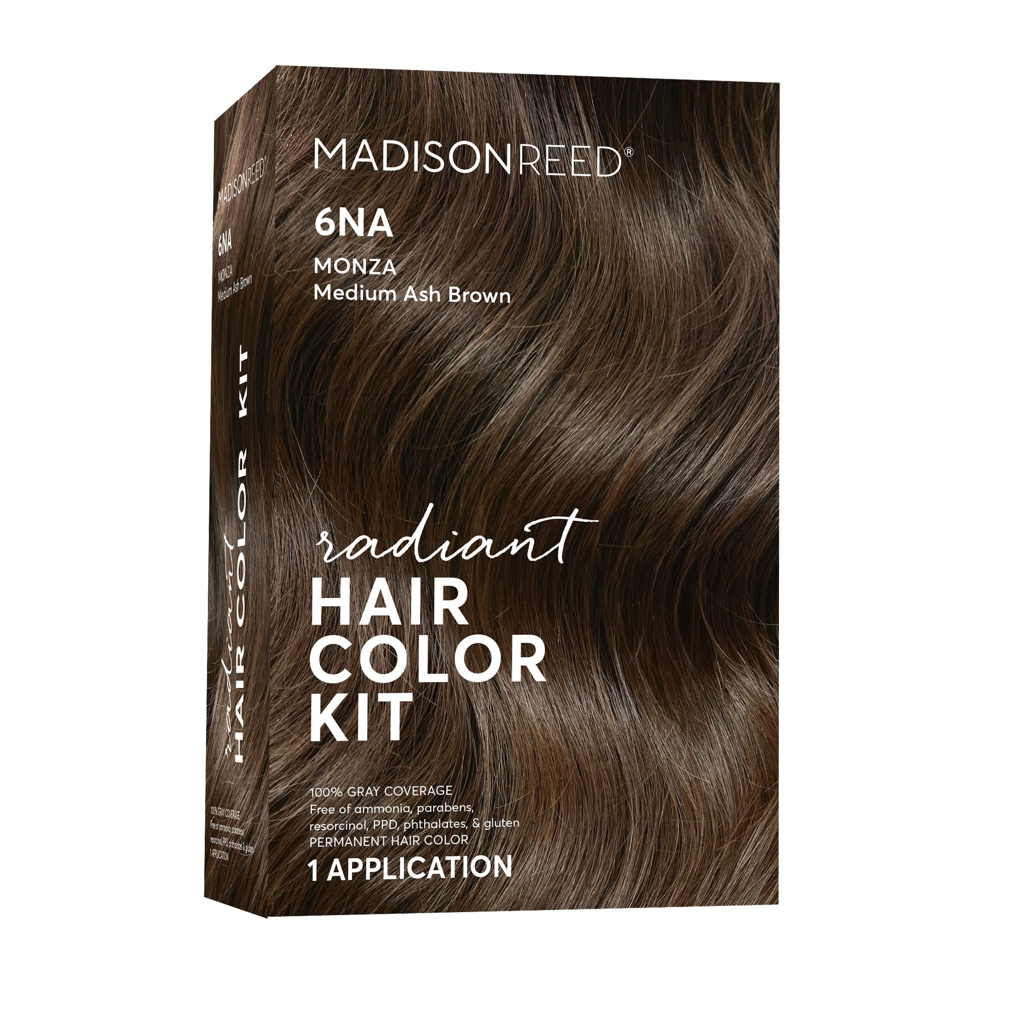 Madison Reed Radiant Hair Color Kit - 6NA Medium Ash Brown with Cool Smoky Undertones (Monza Brown), Dimensional Gray Hair Blending Permanent Hair Dye