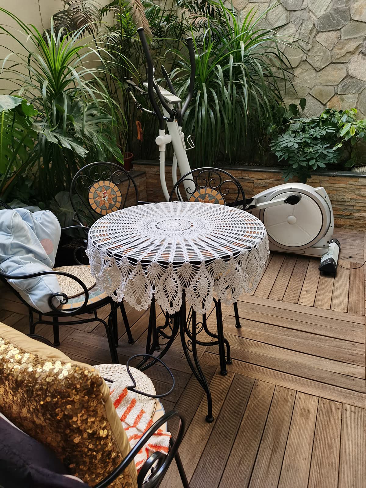 White Round Table Cloth Crochet Tablecloths Decorative Cover Lace Doilies for Party 31inches