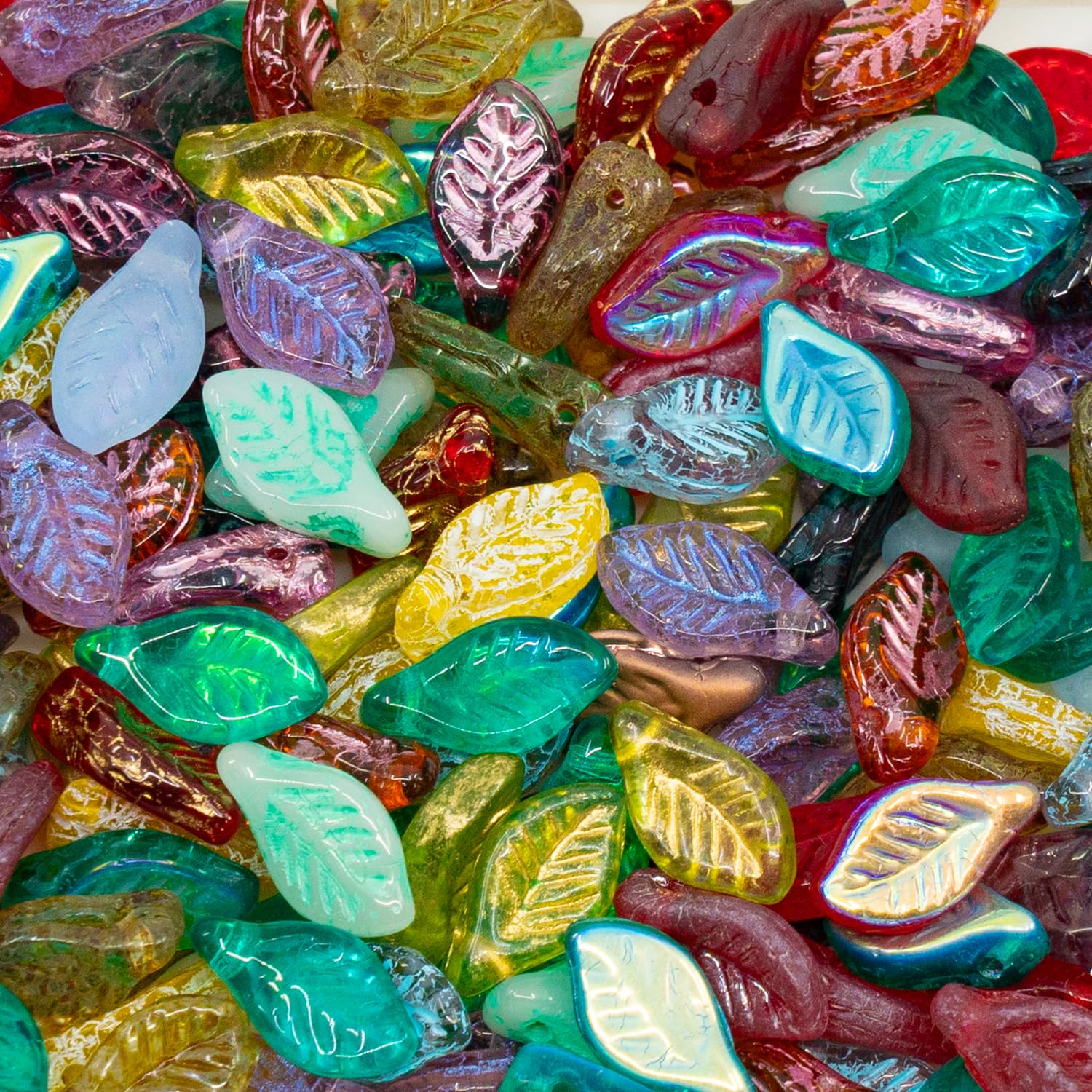 25grams (0.88oz) - 70 pcs of Tiny Bay Leaf Bead Mix (6x12mm), Czech Glass — image 1