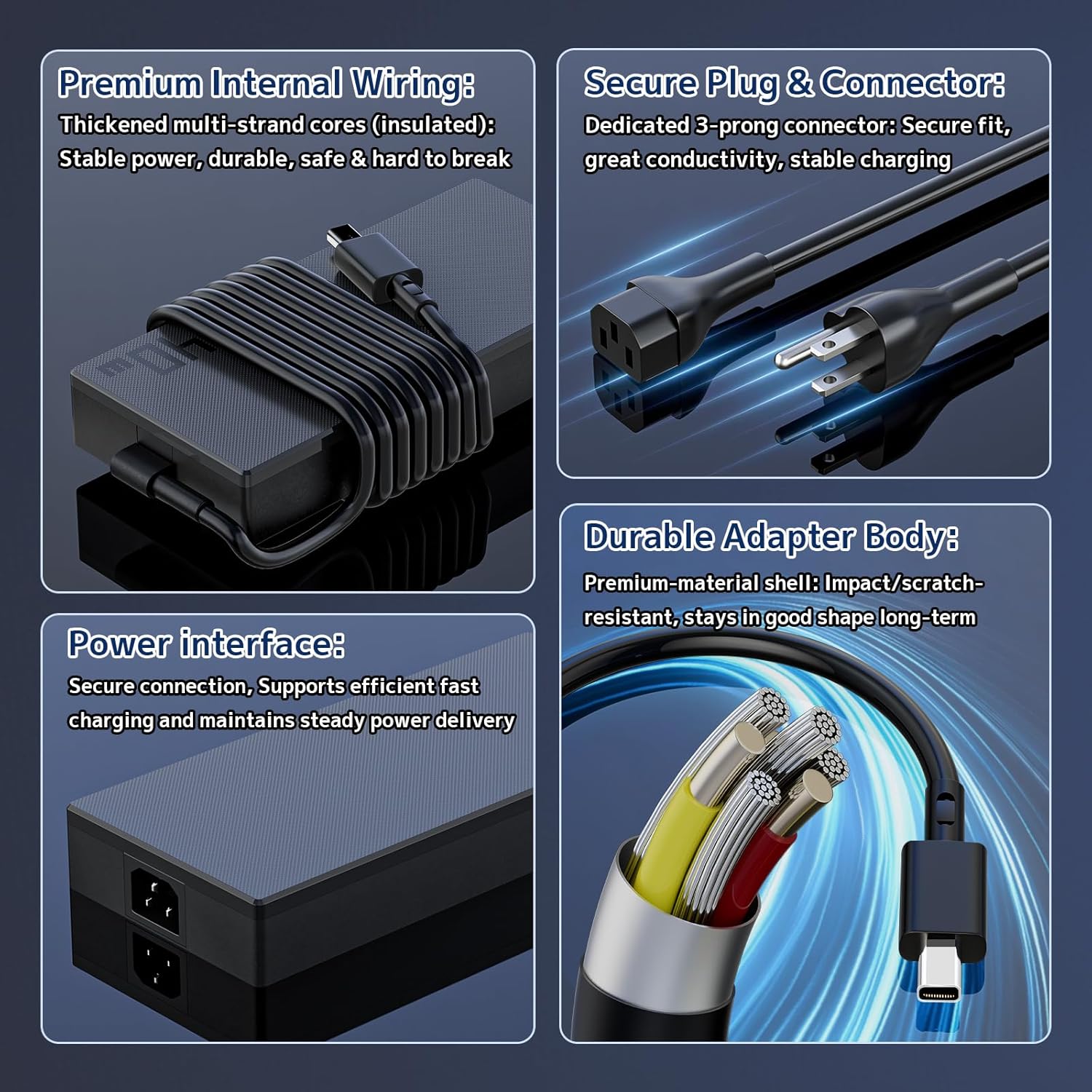 240W Power Supply Charger Replacement for ASUS Laptop, ROG Zephyrus G16 G14 GU605 GA605 GA403 Flow Z13 GZ302 TUF A14 A16 A18 FA401 FA608 FA808 ProArt P16 PX13 H7606 HN7306 Gaming V16 V3607 AC Adapter
