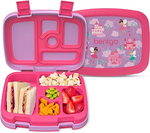 Miniatura 40 de Bentgo Kids Prints - Lonchera de 5 compartimentos, estilo bento, a prueba de derrames, tamaños de porción ideales para niños de 3 a 7 años, Aventura