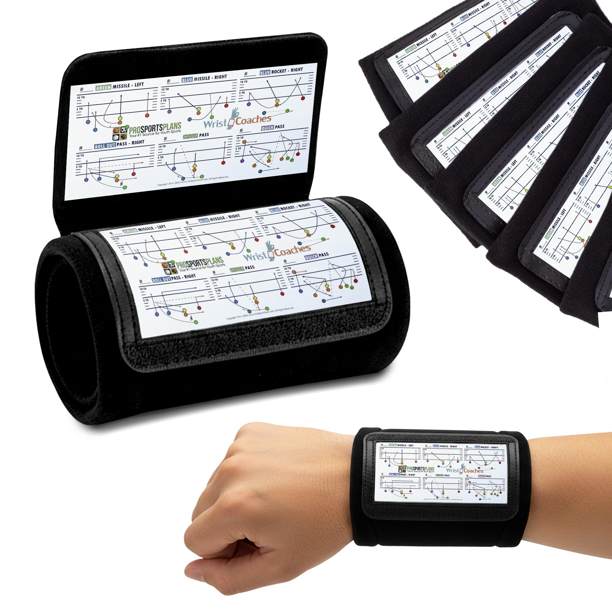 Pro Sports Plans WristCoaches Football Play Wristbands-Youth Quarterback Gear-Wristband Playbook-Softball Wristbands for Signs