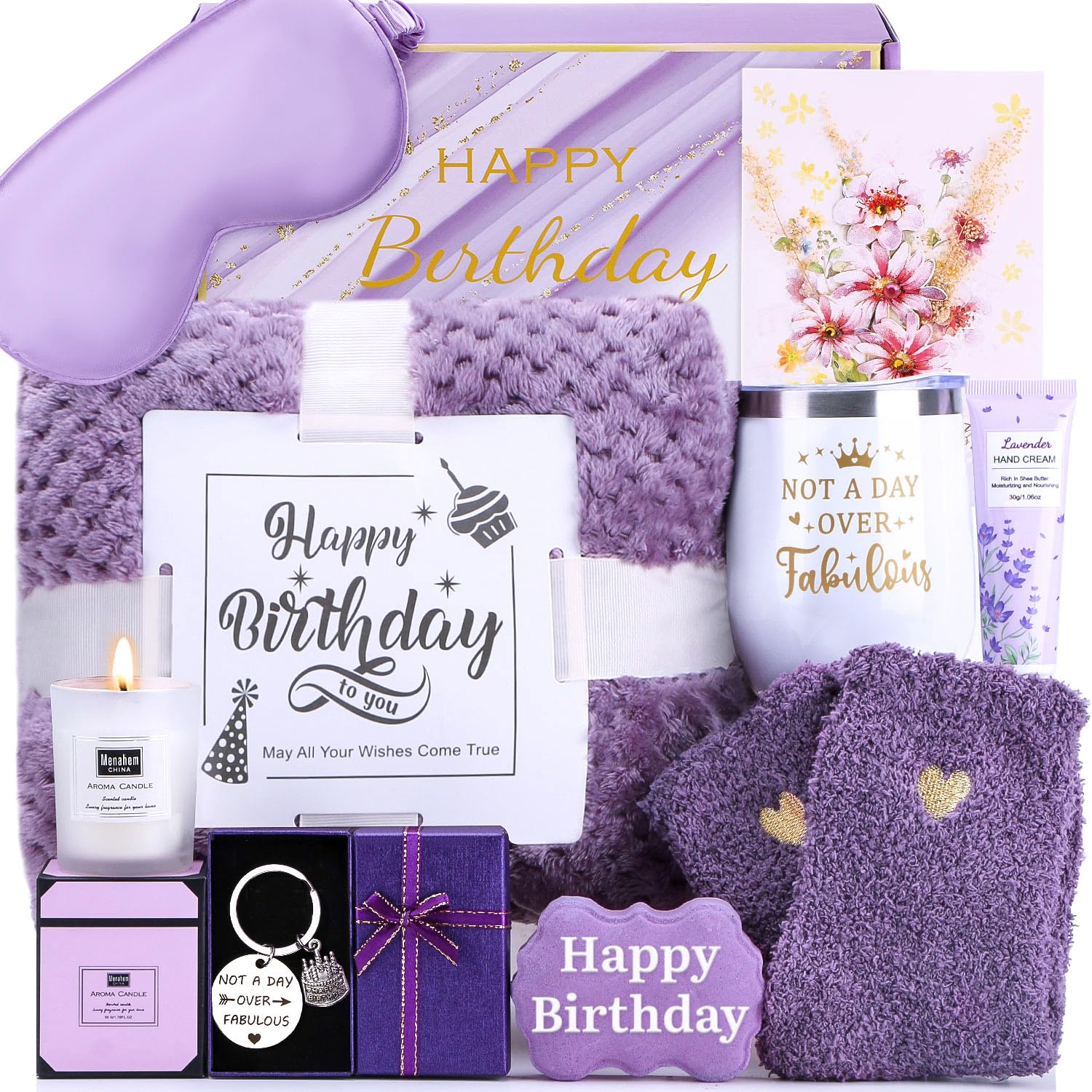 Relaxing Lavender Spa Bath Gift Baskets For Women-Girls, Christmas