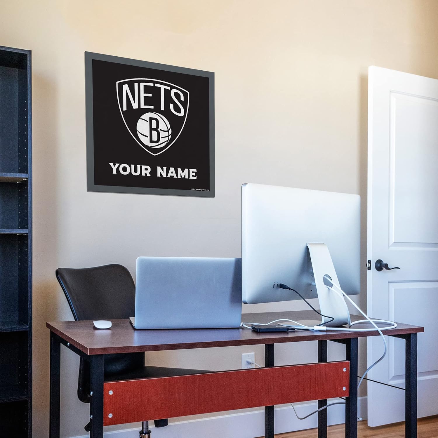 Rico Industries NBA Basketball Brooklyn Nets Personalized 23" X 23" Felt Wall Banner - Sports Decor for Man Cave, Game Room, Office & Bedroom - Made in The USA