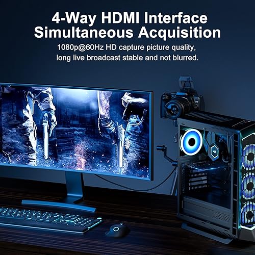 Miniatura 4 de ACASIS Tarjeta de captura de video 4K HDMI PCIe x4 Transmisión y grabación en 1080p60 con latencia ultra baja para videoconferencias, enseñanza,