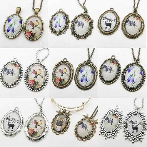 Miniatura 7 de 20 bandejas de base de colgante ovaladas de 0.709 x 0.984 in, con diseño de cabujón (M116)