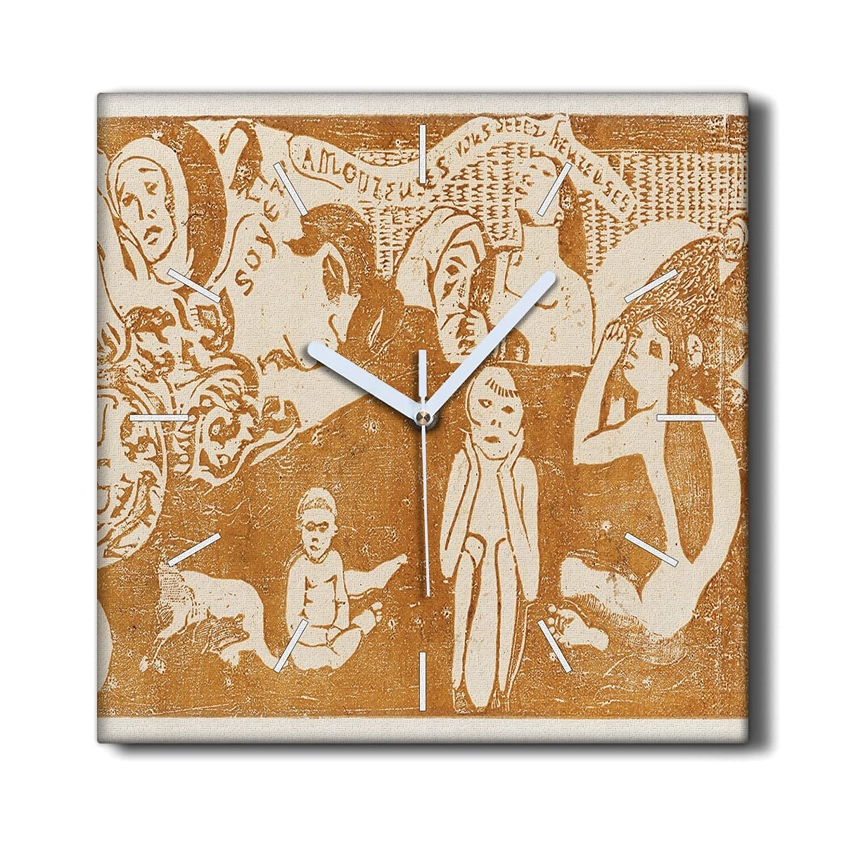 Horloge sur toile 30x30cm de qualité, l'art de Gauguin