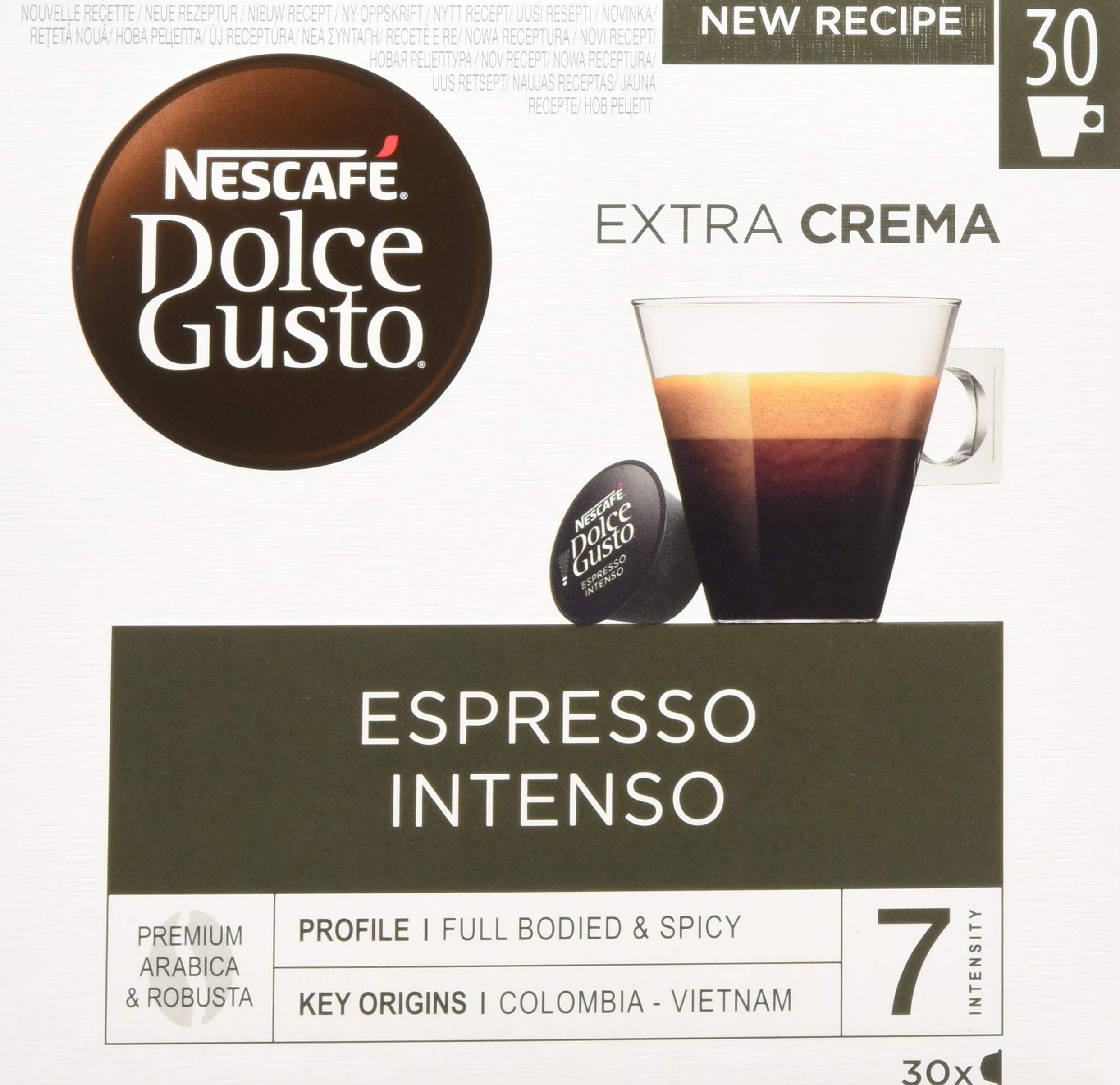 Nescafe Dolce Gusto Espresso Intenso Coffee Pods (Pack of 3, Total 90  Capsules)