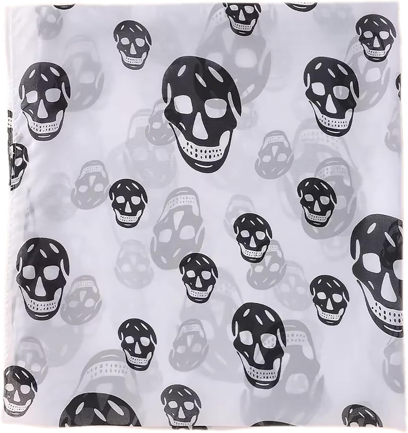Mazeology Skull Scarf Soft Silky Poly Chiffon 55” Long Scarf Gothic Black and White Gothic Punk Accessory 18” Wide, Pirate Bandana for Women & Men - Image 6