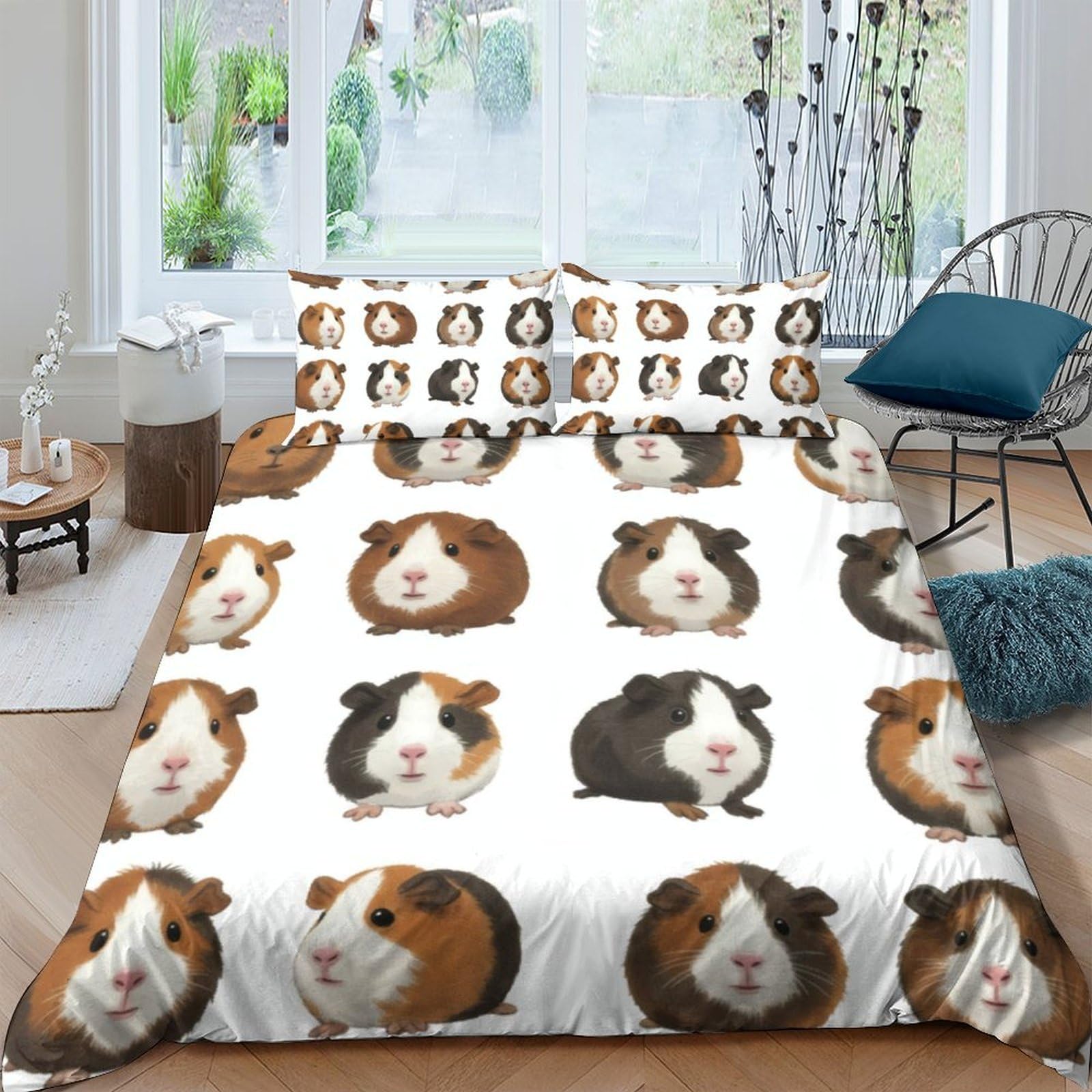 Ctjqhvkz Style-8 3D Printed Guinea Pig Fitted Sheet Microfiber Soft Breathable Cartoon Animal Bed Cover For Bedroom Dorm Mattress Decor Single（135X200cm）
