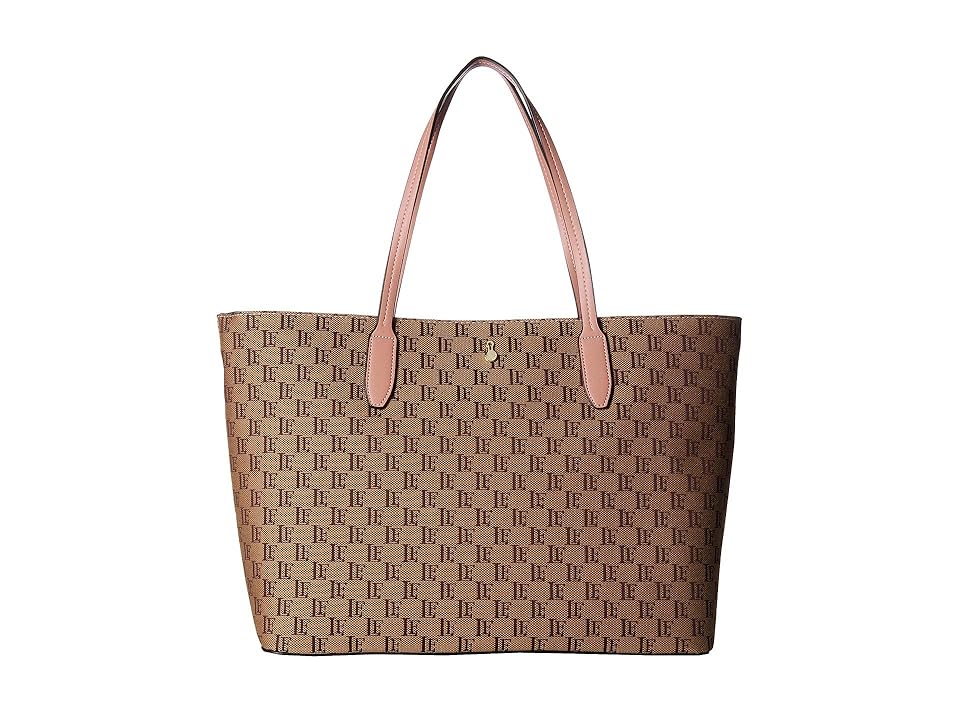 

London Fog Stafford Tote (Dark Brown/Old Rose Trim) Handbags