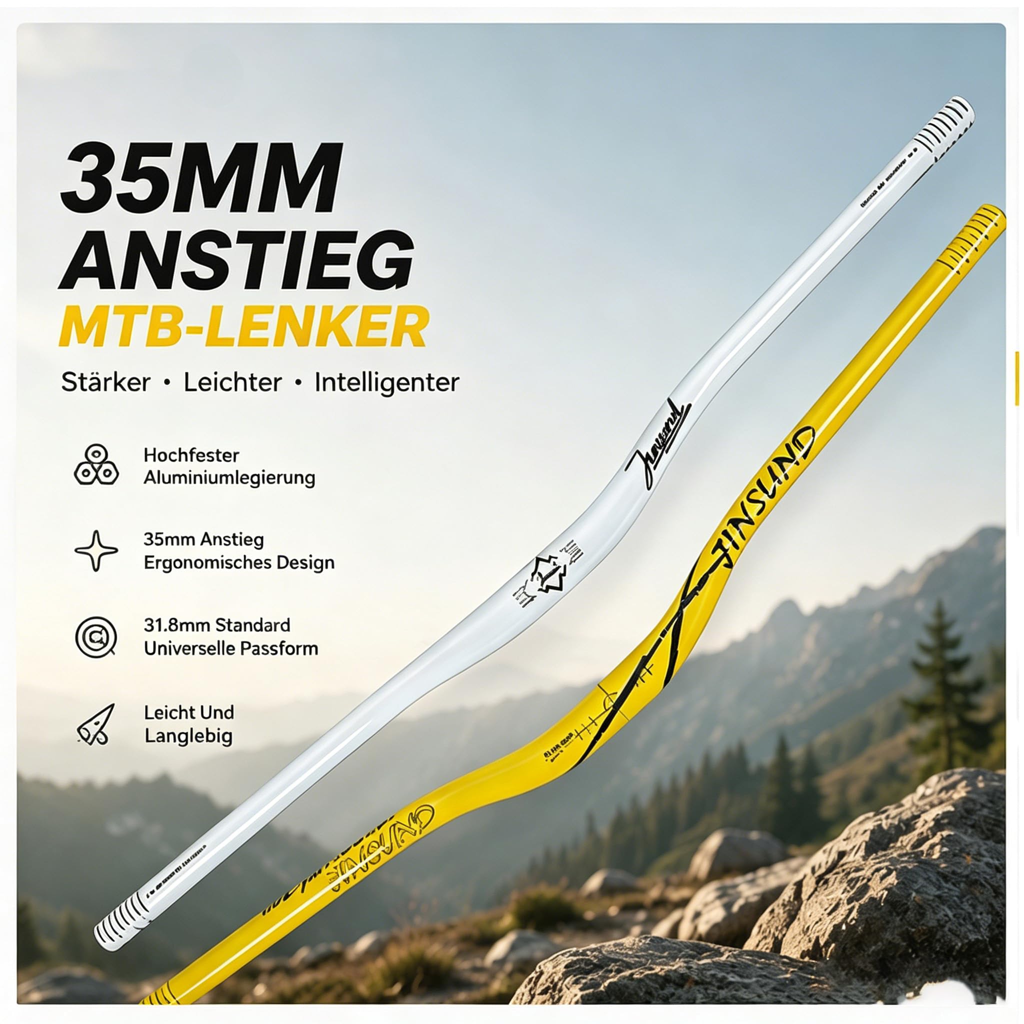 Manillar alto de 31,8 mm MTB 780 mm 35 mm Rise aluminio manillar (amarillo2