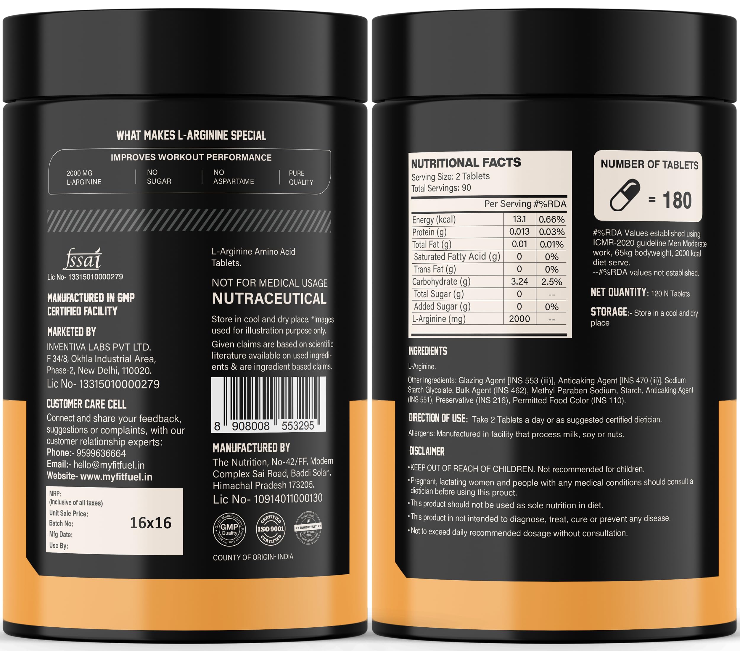MyFitFuel L-Arginine (2000 mg) Amino Acid, 120 Tablets 3