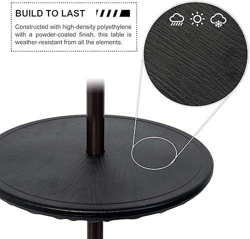Miniatura 5 de Sundale Outdoor Mesa de sombrilla ajustable, bandeja de mesa redonda portátil con agujero para paraguas, para playa, patio, jardín, piscina, 20