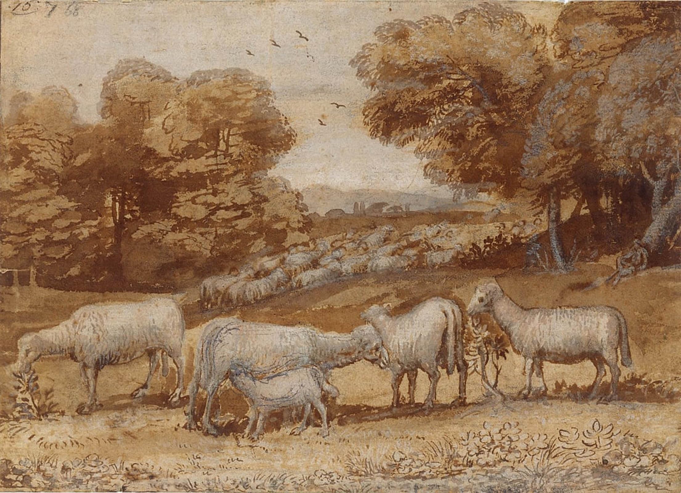 POSTERIIk Vintage Print Pop Art Landscape Artwork Landscape with Sheep by Claude Lorrain Art Prints for Office Home Decor 60x90cm