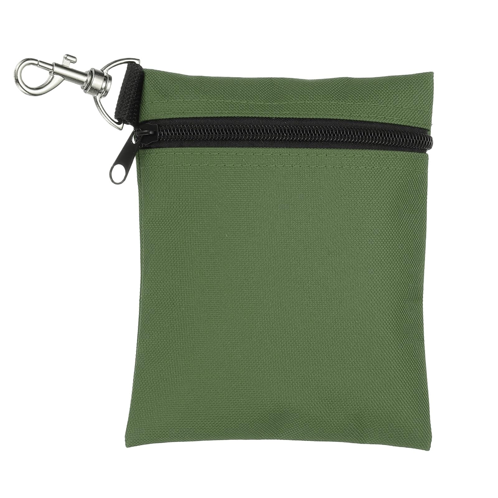 sourcing map Golf Tee Pouch, 5.5" x 6.7" Professional Zipper Golf Tee Bag Accessories Pocket Gear Clip Bag with Metal Lobster Claw Clip Organizer Storage Bags for Men and Women, Deep Green