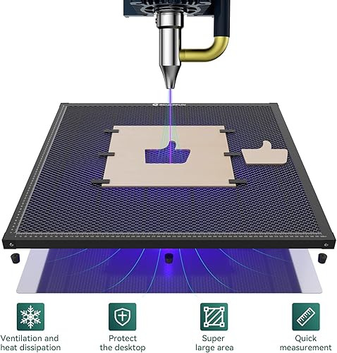 Miniatura 8 de SCULPFUN Grabador láser S30 Ultra 22W con asistencia de aire automática y cama láser de panal 23.622x 23.622 in