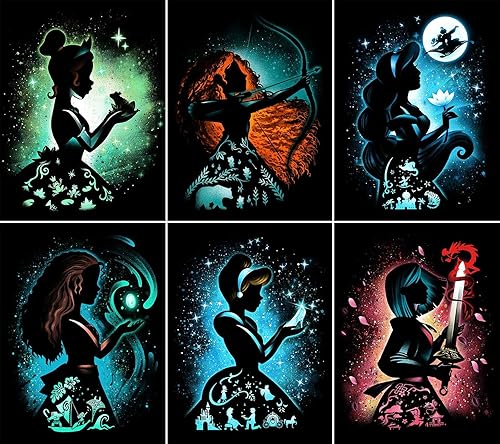 Youtheart Pintura con diamantes, princesas, arte de diamantes, kits de bordado de punto de cruz 5D (6 paquetes)