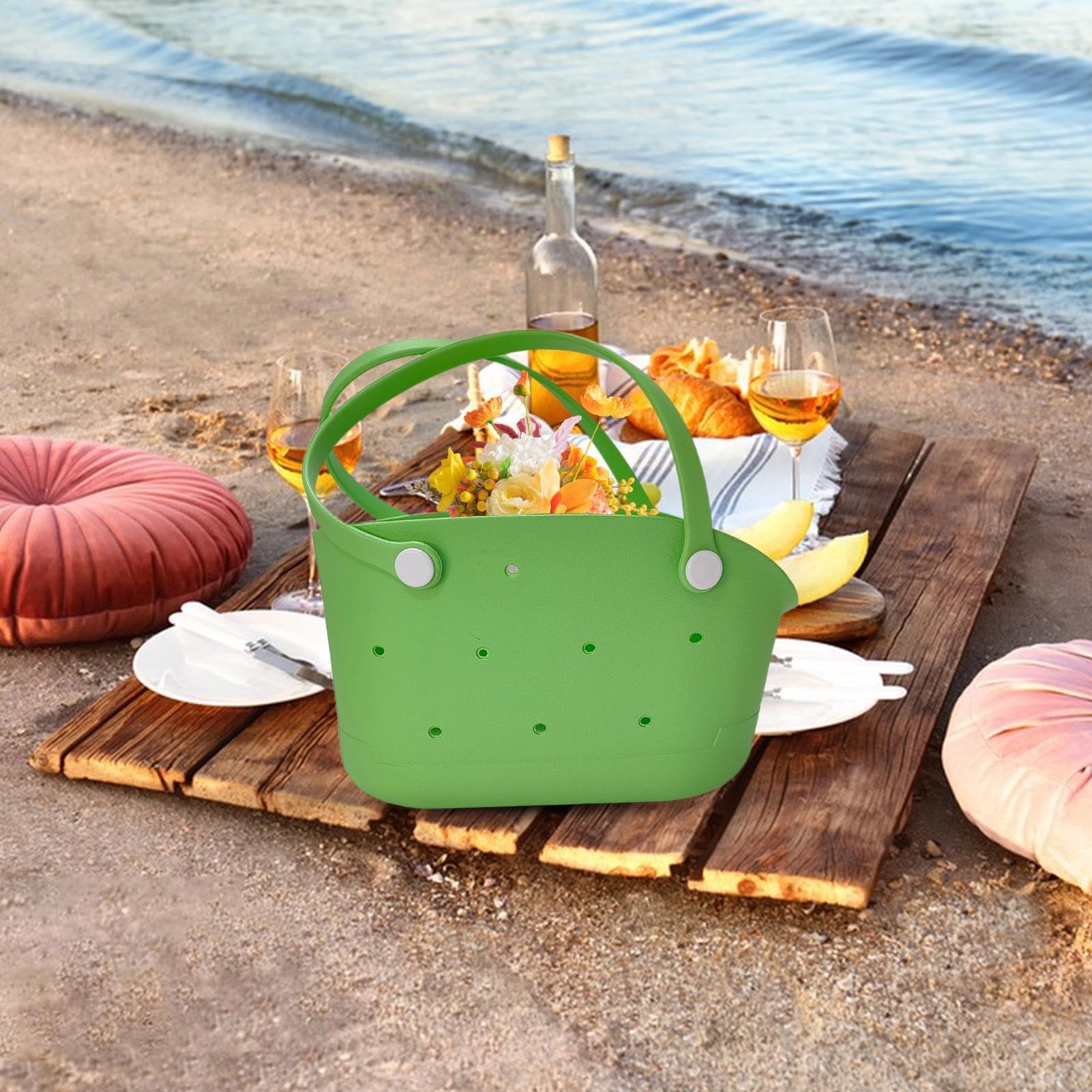 Generico Bolsa de playa de goma impermeable: bolsa de viaje compacta y portátil, bolsa abierta adecuada para deportes, mercado y uso al aire libre.