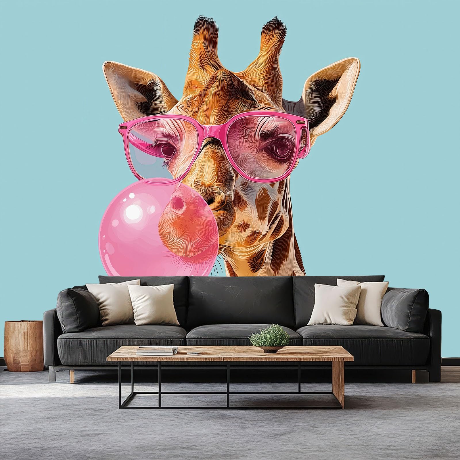 Papier Peint Panoramique Girafe Bulle Grand Format Étanche Intissé