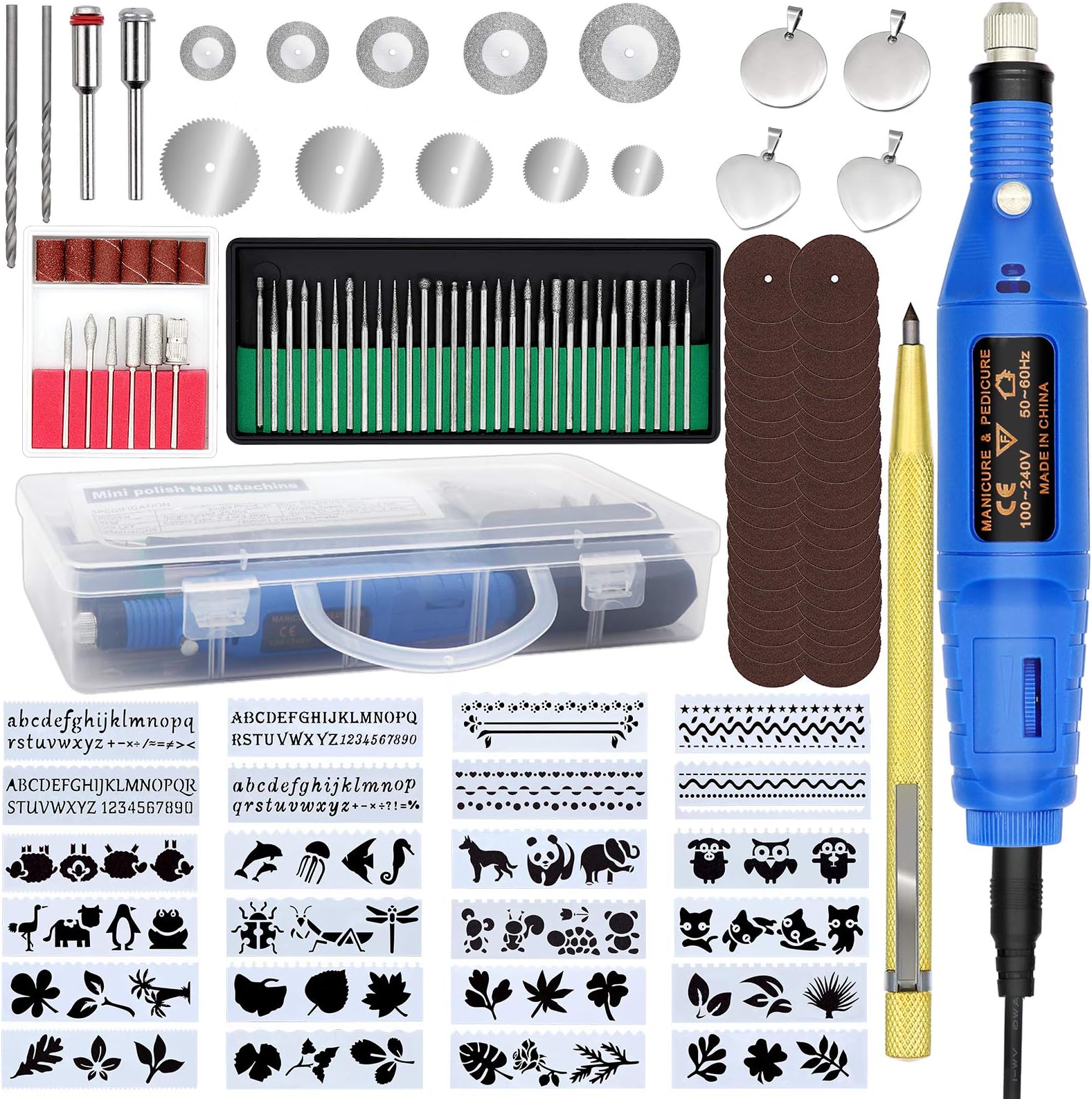 Engraving Tool Kits, PETUOL 123PCS Multifunctional Wired Rotary Engraver Etching Pen DIY Miniature Sander Tool Sets, Suitable for Polishing Metal, Glass, Ceramics, Plastic, Wood, Jewelry, Nails