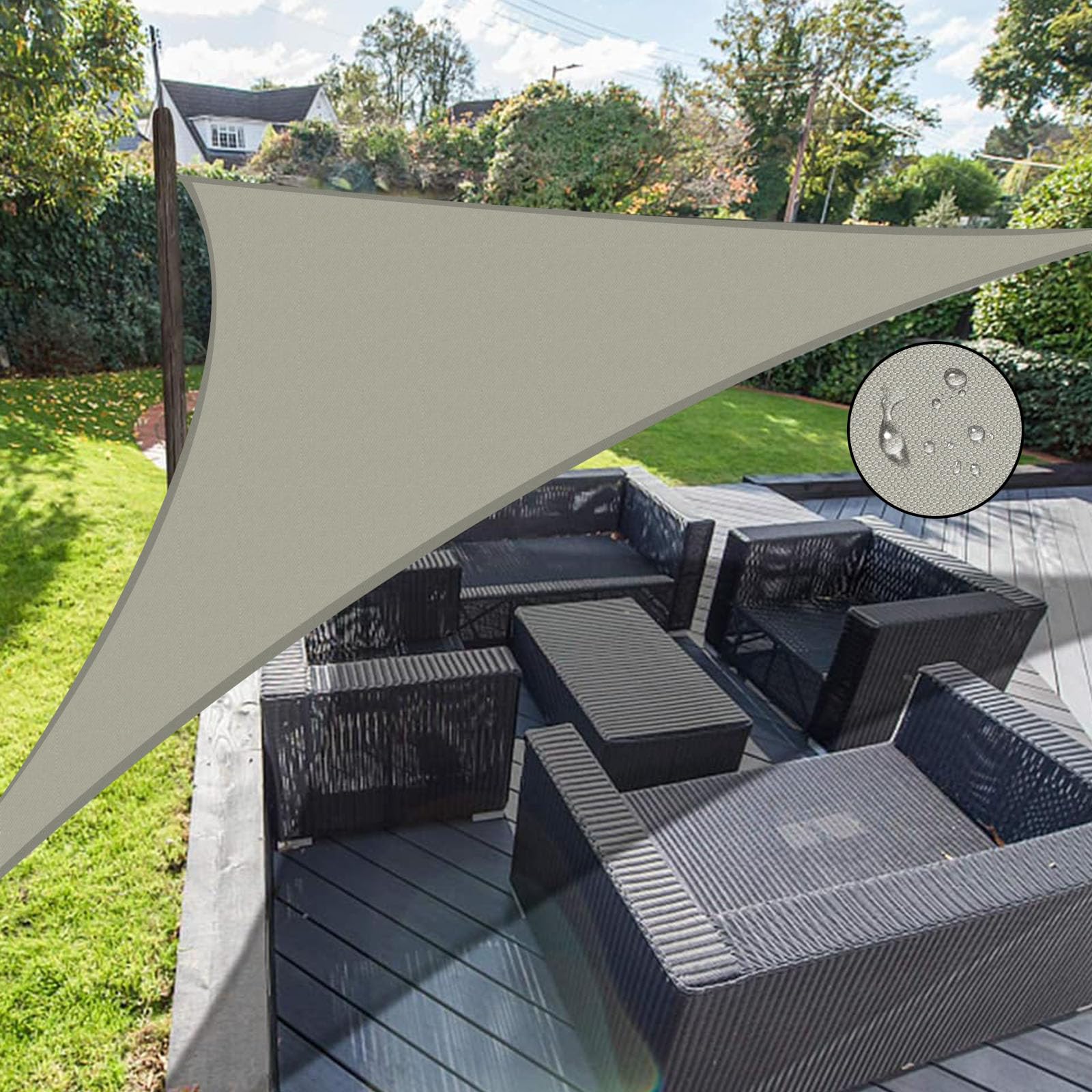 Voile d'ombrage triangulaire gris 3x3x4,3m extérieur jardin et terrasse