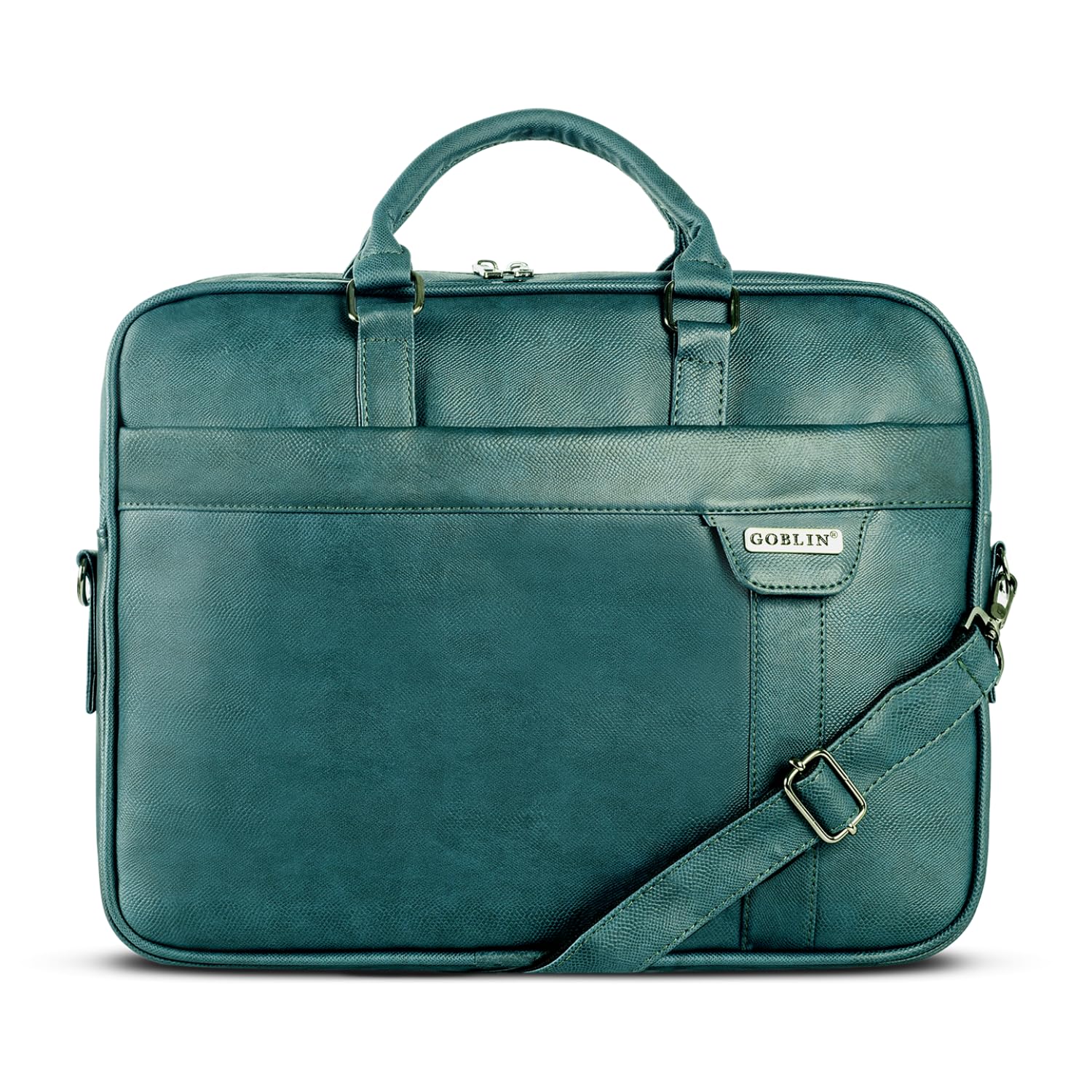 Goblin Taigun Cruelty-Free Leather Office Bag with Adjustable & Detachable Shoulder Belt, Trolley Strap, 14 inch Laptop Briefcase, Formal Executive Professional Bags for Men and Women (Green) (B0D1QND3YT) Amazon Price History, Amazon Price Tracker