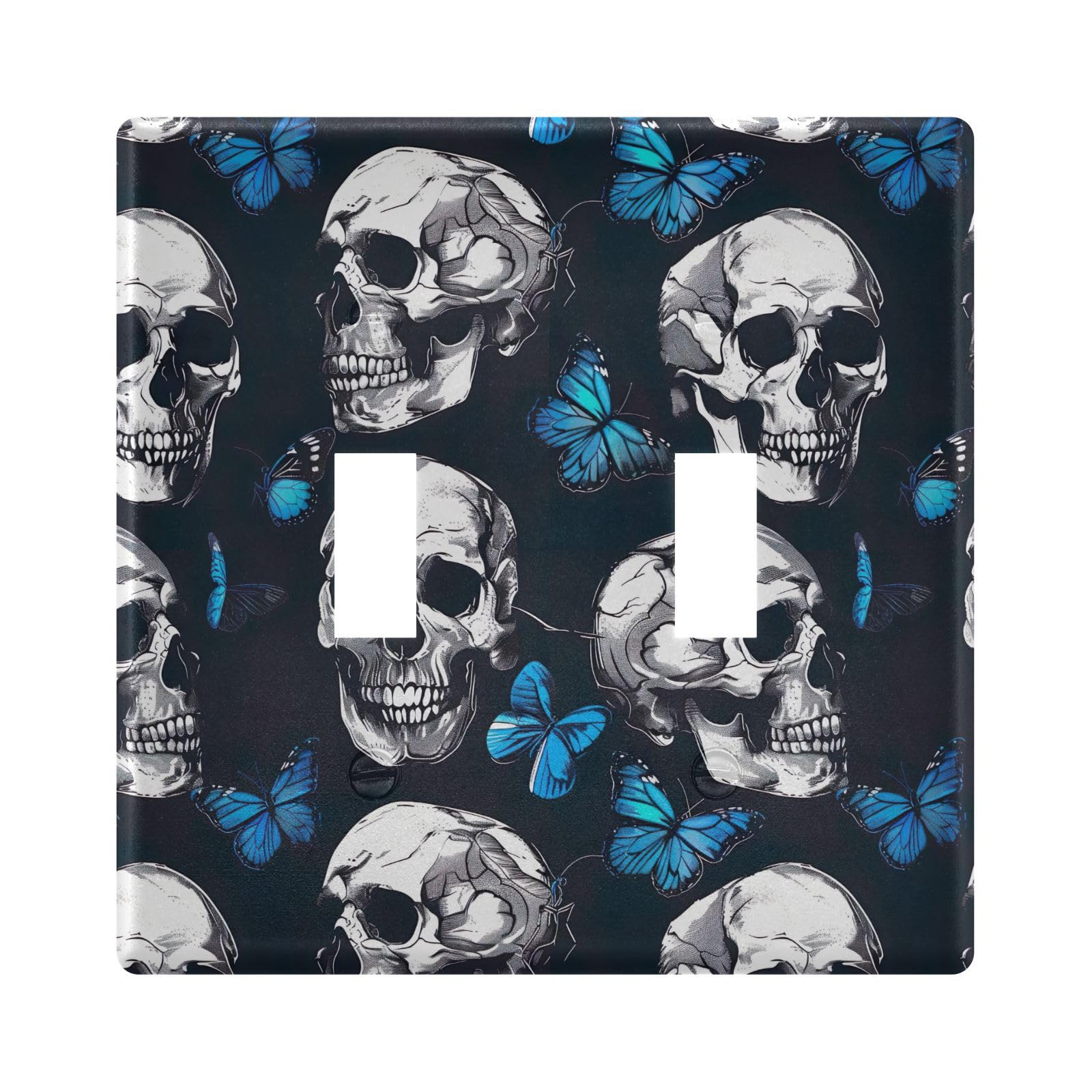 UMIRIKO Skulls Blue Butterfly Light Switch Cover Plate Covers Decorative Double Toggle Home Decor 202b5782