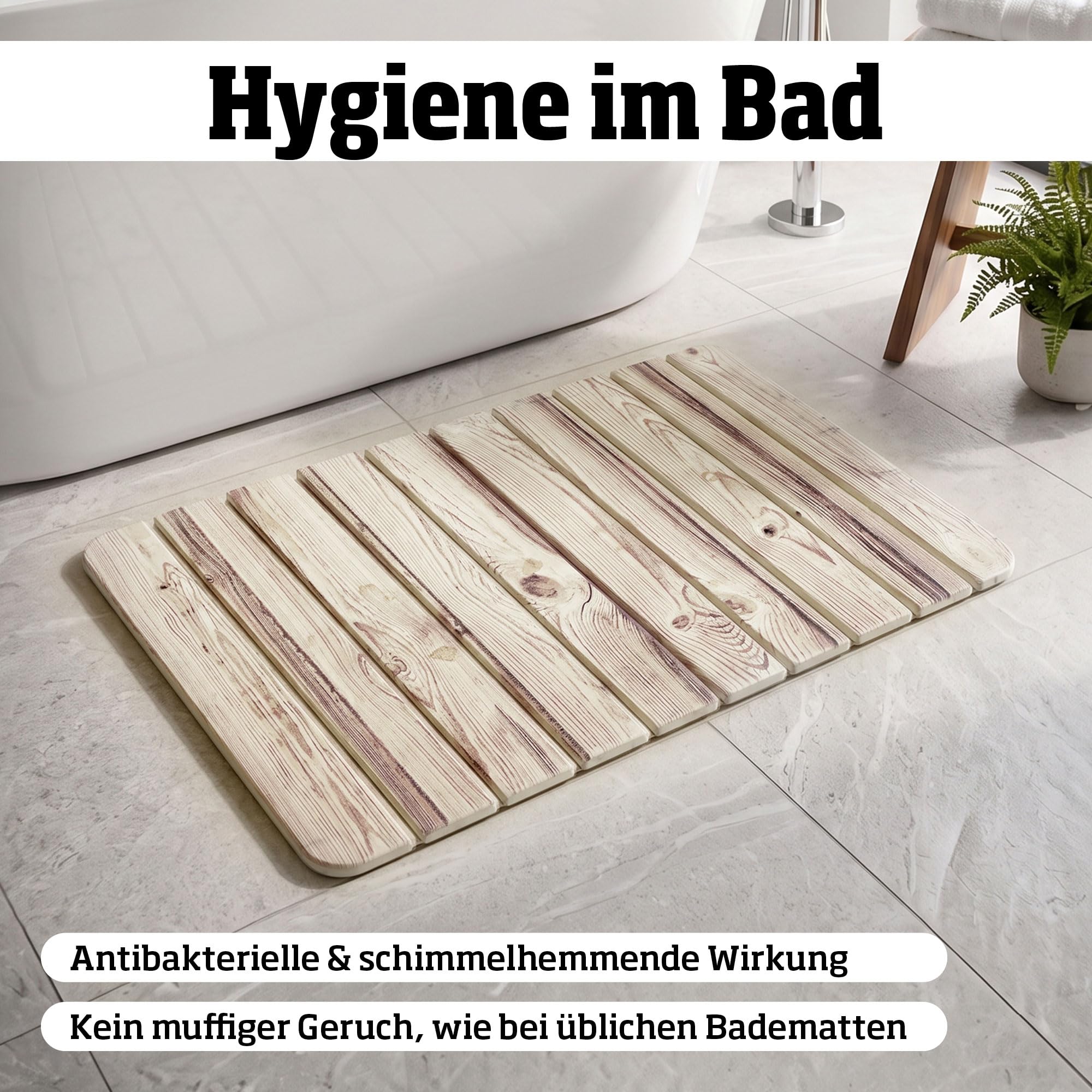 EUROtops Alfombra de baño de diatomeas – 60 x 39 cm (efecto madera)