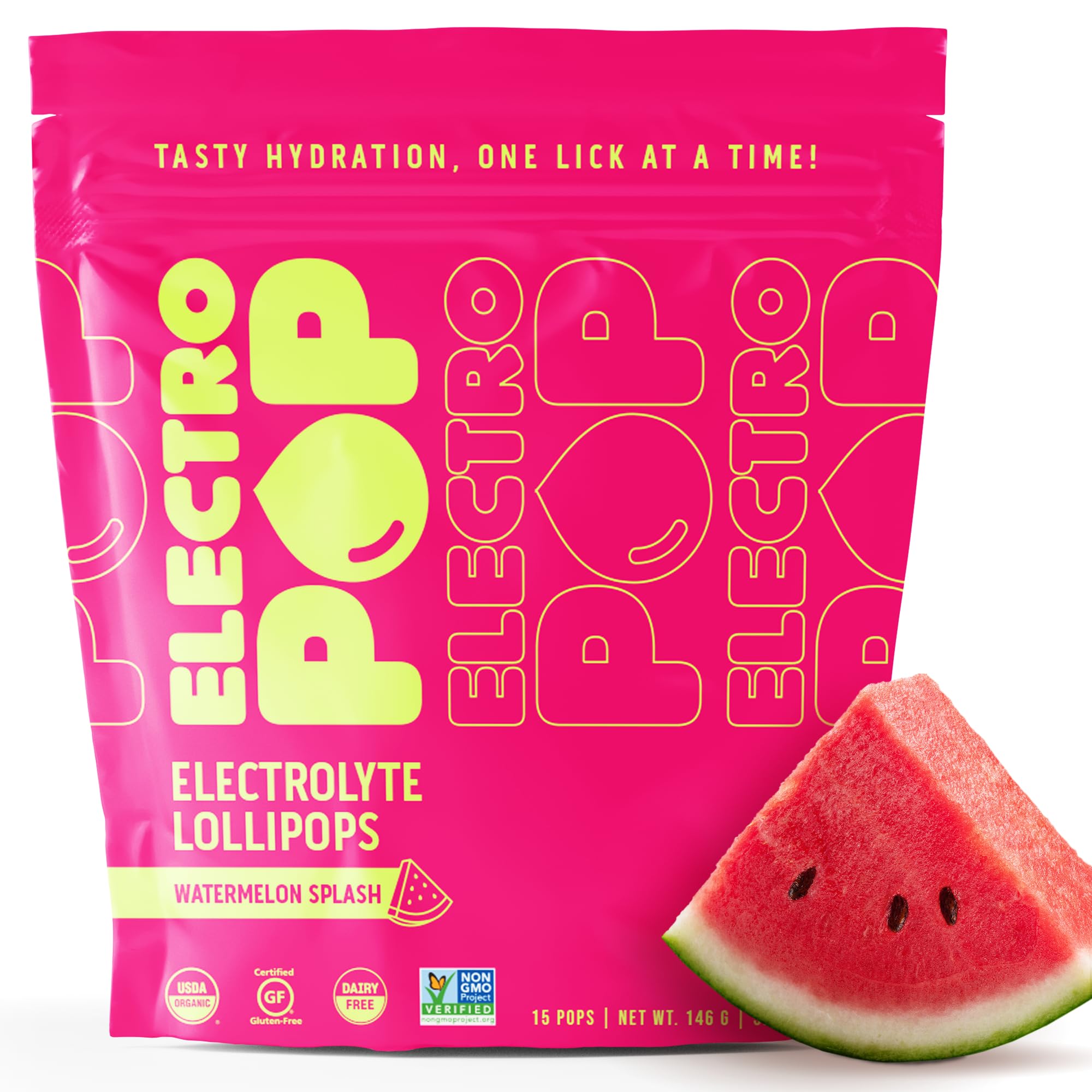 ElectroPop Electrolyte Lollipops – Hydration Candy with Electrolytes & Vitamins – On-the-Go Hydration for Active Lifestyles (Watermelon Splash)